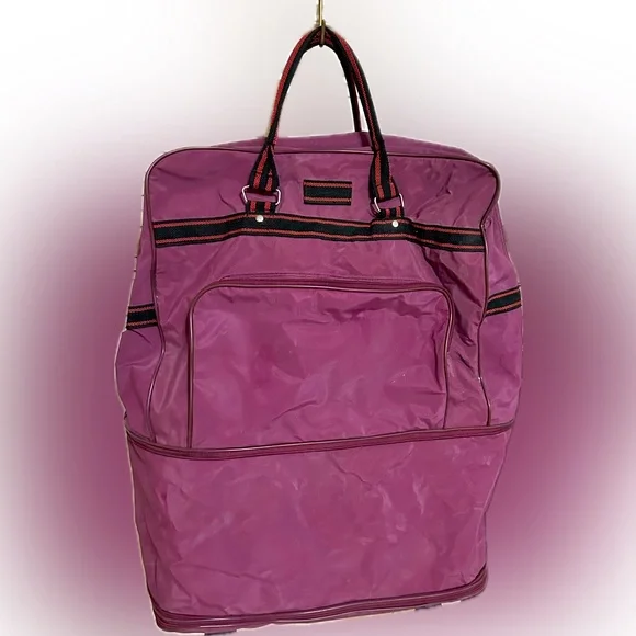VTG EXPANDABLE ROLLING TRAVEL LUGGAGE BAG WHEELS FUSHIA PURPLE PINK 20”x11”x 24” - Picture 6 of 14